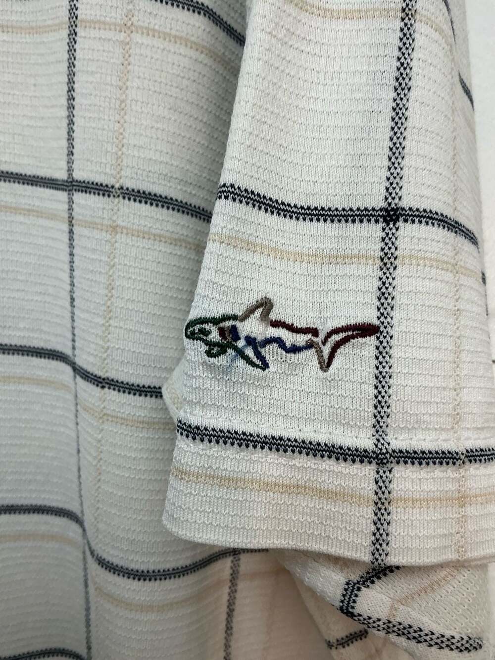 Greg Norman Men's 60/2 Double Mercerized Cotton Windowpane Plaid Polo Shirt - Picture 4 of 7